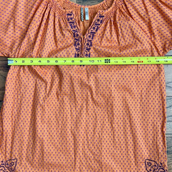 Vintage Pink Chicken Tunic Top, 100% Cotton, Orange & Purple, Size S. - Picture 7 of 9